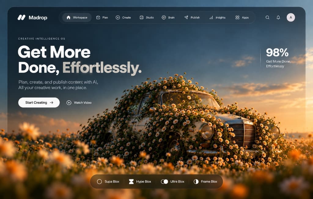 Website landing page UI